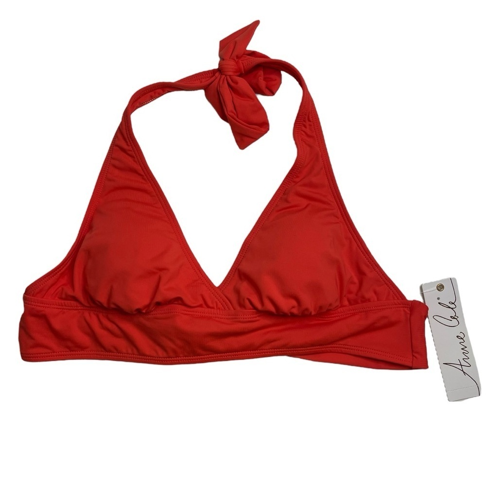 Anne Cole  Live in Color Halter Bikini Top Tropical Red Small New